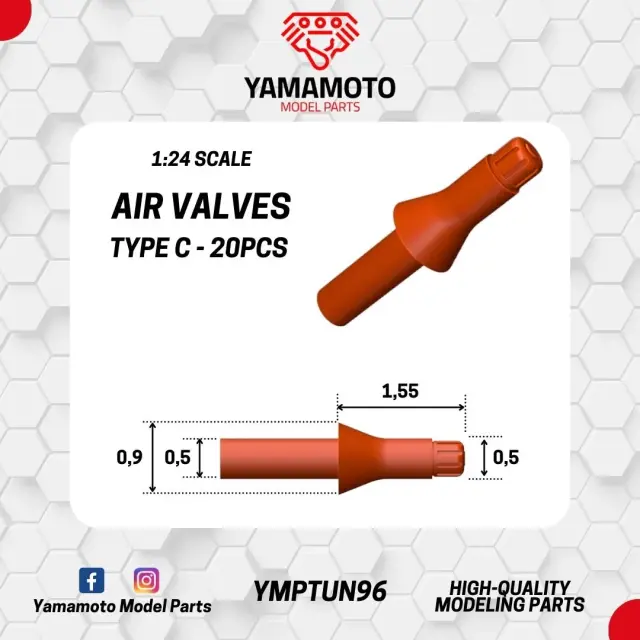 Yamamoto Model Parts 3Dプリントパーツ エアバルブ タイプC 20個入り　YMPTUN96