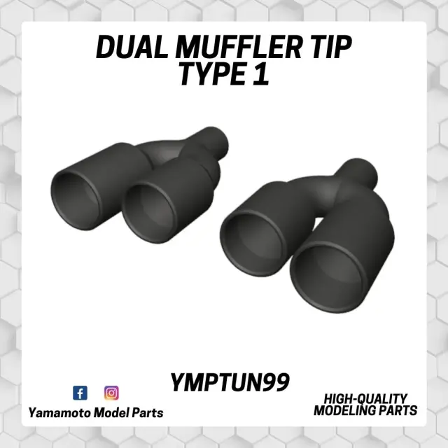 Yamamoto Model Parts 1/24 マフラーパーツ ダブルマフラー タイプ1 YMPTUN99