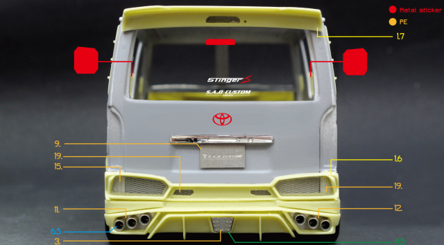 ズームオンZ136 ハイエース SAD カスタム スティンガーJ パーツセット ZoomOn Z136 1/24 ハイエース S.A.D カスタムスティンガー J