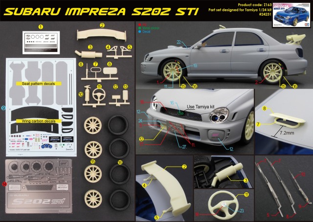 ZoomOn 1/24 トランスキット スバル インプレッサ S202 STi パーツセット タミヤ対応　Z163