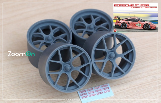 ZoomOn 1/24 18インチ BBS ポルシェ 911 RSR ルマン ホイールセット　ZR129