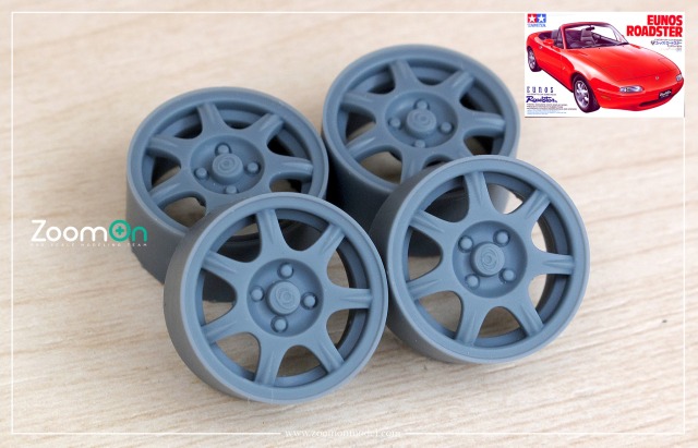ZoomOn 1/24 14インチ マツダ ユーノス ロードスター MX-5 NA Miyata OEM ホイールセット　ZR132