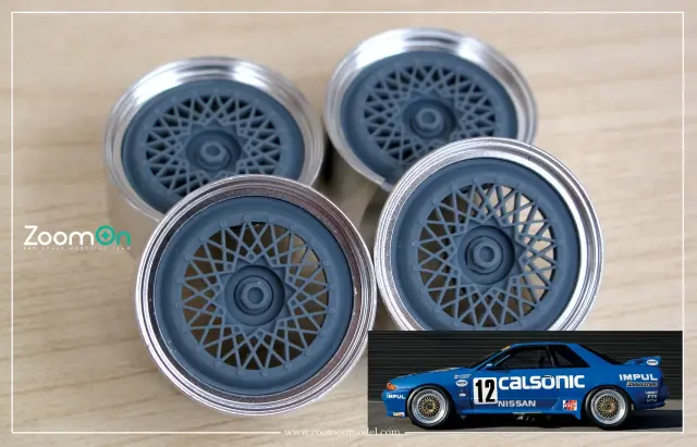 ZoomOn 1/24 18インチ BBS センターロックタイプ ホイールセット ニッサン スカイライン GT-R R32 Gr.A 対応　ZR149