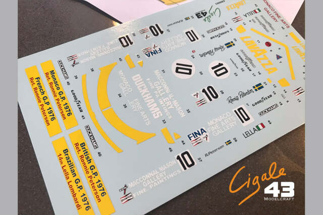 Cigale43 1/43 マーチ 761 モナコGP R.ピーターソン / イギリスGP R.ピーターソン / フランスGP R.ピーターソン / ブラジルGP L.ロンバルディ　フルデカール　CDS003