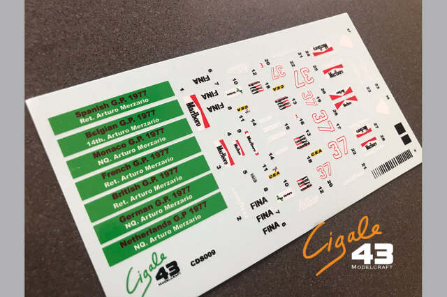 Cigale43 1/43 マーチ 761 ベルギー&スペインGP A.メルツァリアオ モナコGP A.メルツァリアオ フランス&イギリス&ドイツ&オランダGPA.メルツァリオ 1977　フルデカール　CDS009