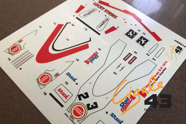 Cigale43 1/43 マクラーレン M23 ラッキーストライク 南アフリカ GP 1974 デイヴ・チャールトン　フルデカール　CDS014