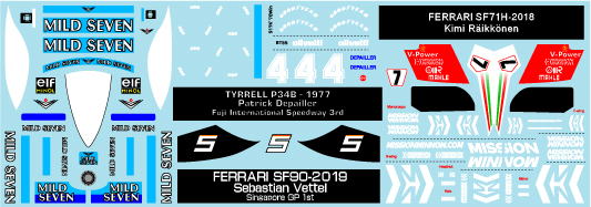 ミュージアムコレクション 1/43 隔週刊 F1コレクション 7 P34 SF71H SF90 BT55 917K セット (デアゴスティーニ対応)　MC-D1007