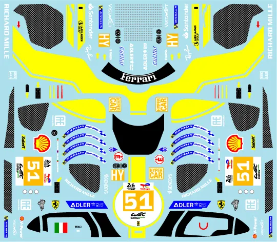 ミュージアムコレクション 1/24 フェラーリ 499P ルマン 2023 リペイント用 フルデカール ブラーゴ対応　MC-D1145