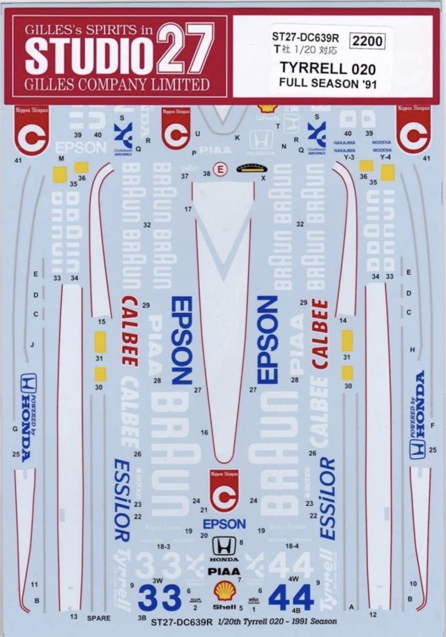 スタジオ27 1/20 ジョーダン 191 フルシーズン フルスポンサーデカール