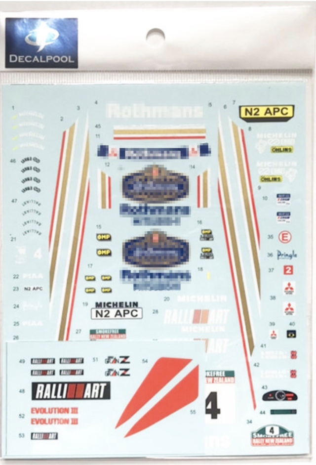 DecalPool 1/24 ミツビシ ランサー Evo.3 WRC ニュージーランド 1996 No.4 フルスポンサーデカール (ハセガワ対応)　DP183