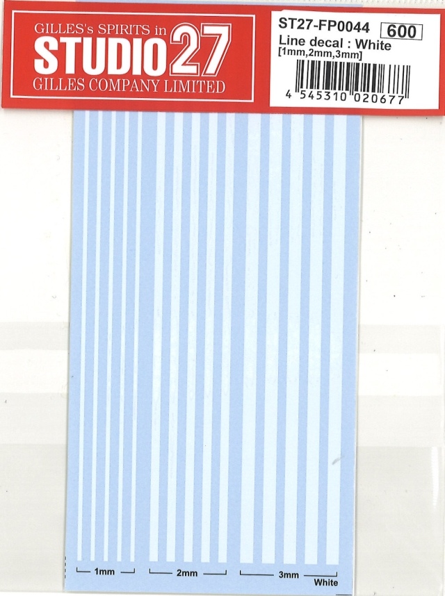 スタジオ27 ラインデカール ホワイト 1mm、2mm、3mm 長さ130mm　FP0044