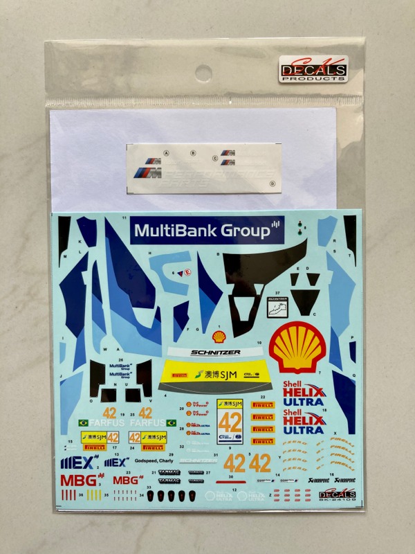 SK Decal 1/24 BMW M6 GT3 FIA-GT ワールドカップ マカオ 2019 No.42 フルスポンサーデカール (NuNu対応)　SK24109