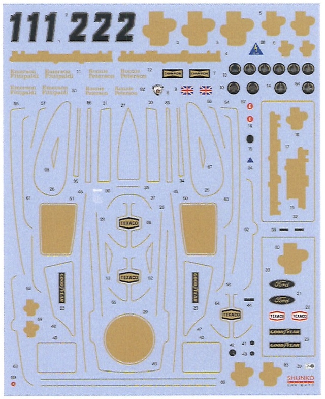 シュンコーモデル  1/20 ロータス 72E 1973 フルデカール エブロ対応　SHK-D473