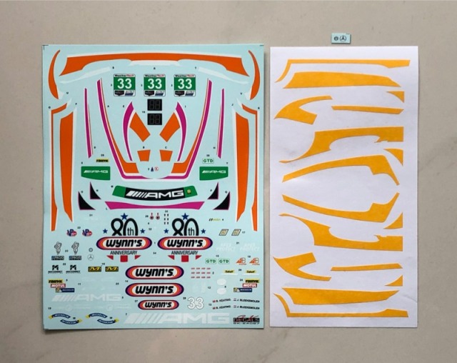 [メーカー完売]　SK Decal 1/24 メルセデス AMG GT3 IMSA 2019 No.33 フルスポンサーデカール (タミヤ対応)　SK24097