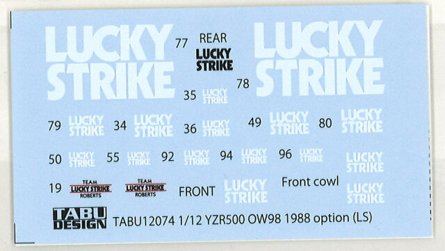タブデザイン 1/12 ヤマハ YZR500 1988 ラッキーストライク タバコ