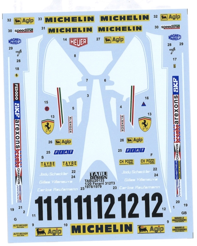タブデザイン タミヤ 1/12 フェラーリ312T4 フルスポンサーデカール Amazon | タブデザイン タミヤ 1/12 フェラーリ312T4 フル