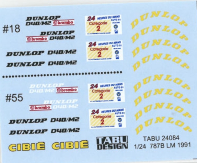 タブデザイン 1/24 マツダ 787B ルマン 1991 オプションデカール (タミヤ対応)　TABU-24084