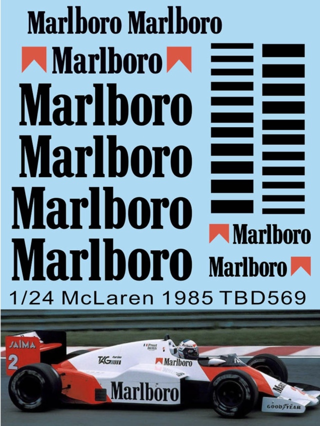 TBデカール 1/24 マクラーレン MP4/2B 1985 マルボロ タバコデカール　TBD569