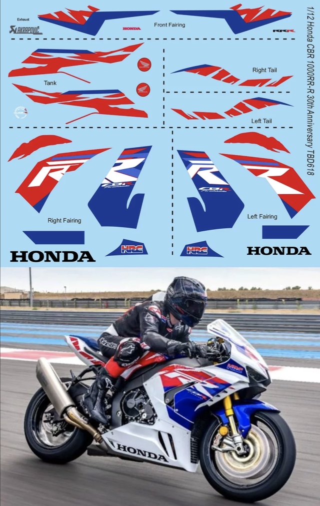TBデカール 1/12 ホンダ CBR1000RR-R ファイヤブレード SP CBR900RR発売30周年記念 2022　TBD618