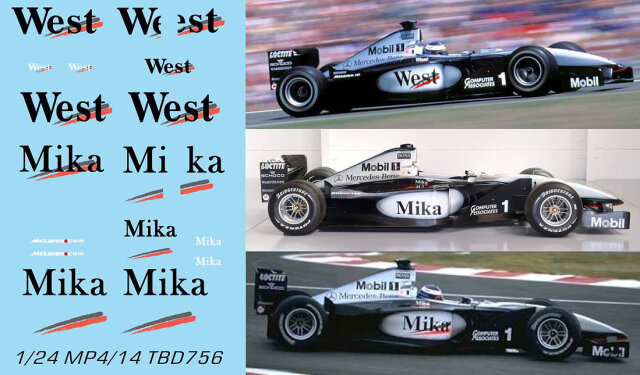 TBデカール 1/24 マクラーレン MP4/14 1999 M.ハッキネン ウエスト タバコロゴデカール　TBD756