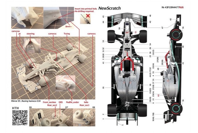 ニュースクラッチ 1/43 3Dプリントキット メルセデス W10 モナコGP 2019 L.ハミルトン/B.ボッタス 初回限定スペアデカール付き　 43F19N4477Rd6