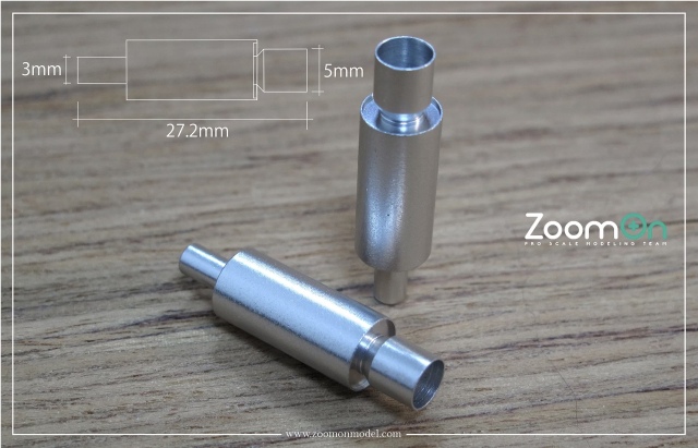 ZoomOn 1/24 HKS エグゾーストパイプ Lサイズ 全長27.23mm 2本入り　ZT022