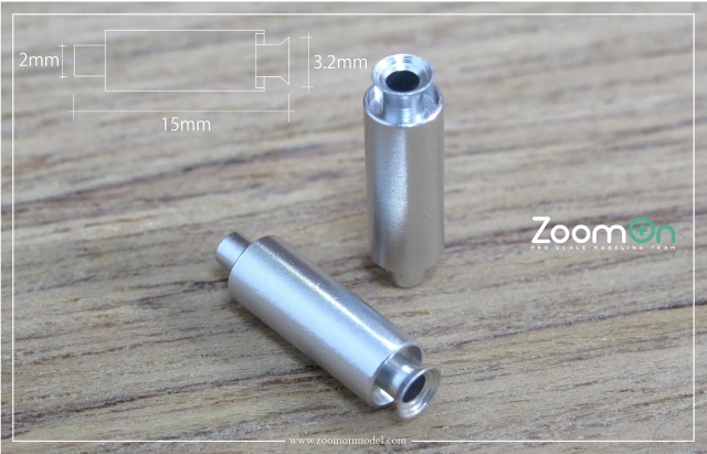 ZoomOn 1/24 ユニバーサル エグゾーストパイプ Sサイズ 全長15mm 2本入り　ZT023