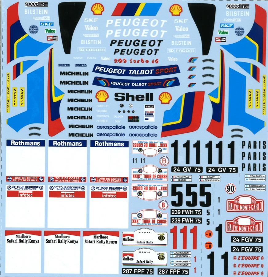 爆熱 送料無料 ホビー 模型車 バイク レーシングカー デカルプジョーツールドコルスdecal Peugeot 5 T16 E2 T Tarja Tour De Corse 1986 Dnf 01 最新の激安 Baanorachon Com