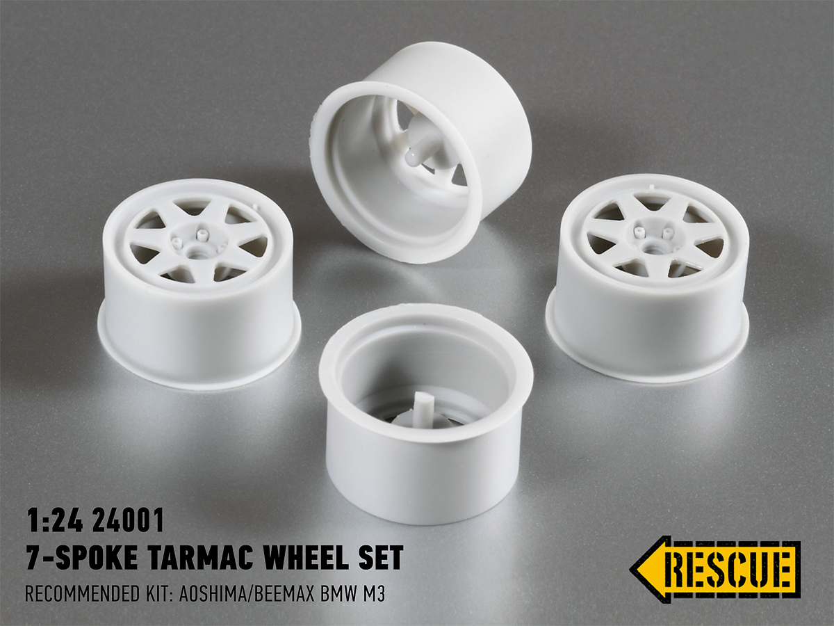 レスキューモデル 1/24 7スポーク ターマックホイールセット BMW M3 E30 ラリー オアシマ/beemax他対応　RS24001