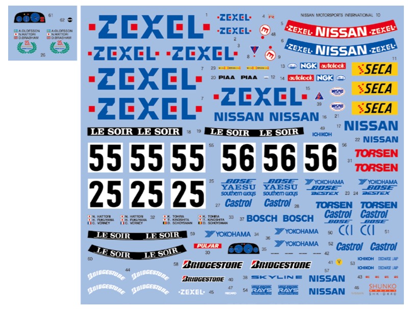 シュンコーモデル 1/24 ゼクセル スカイライン R32 GT-R 1990 1991 フルスサポンサーデカール (タミヤ対応)　SHK-D440