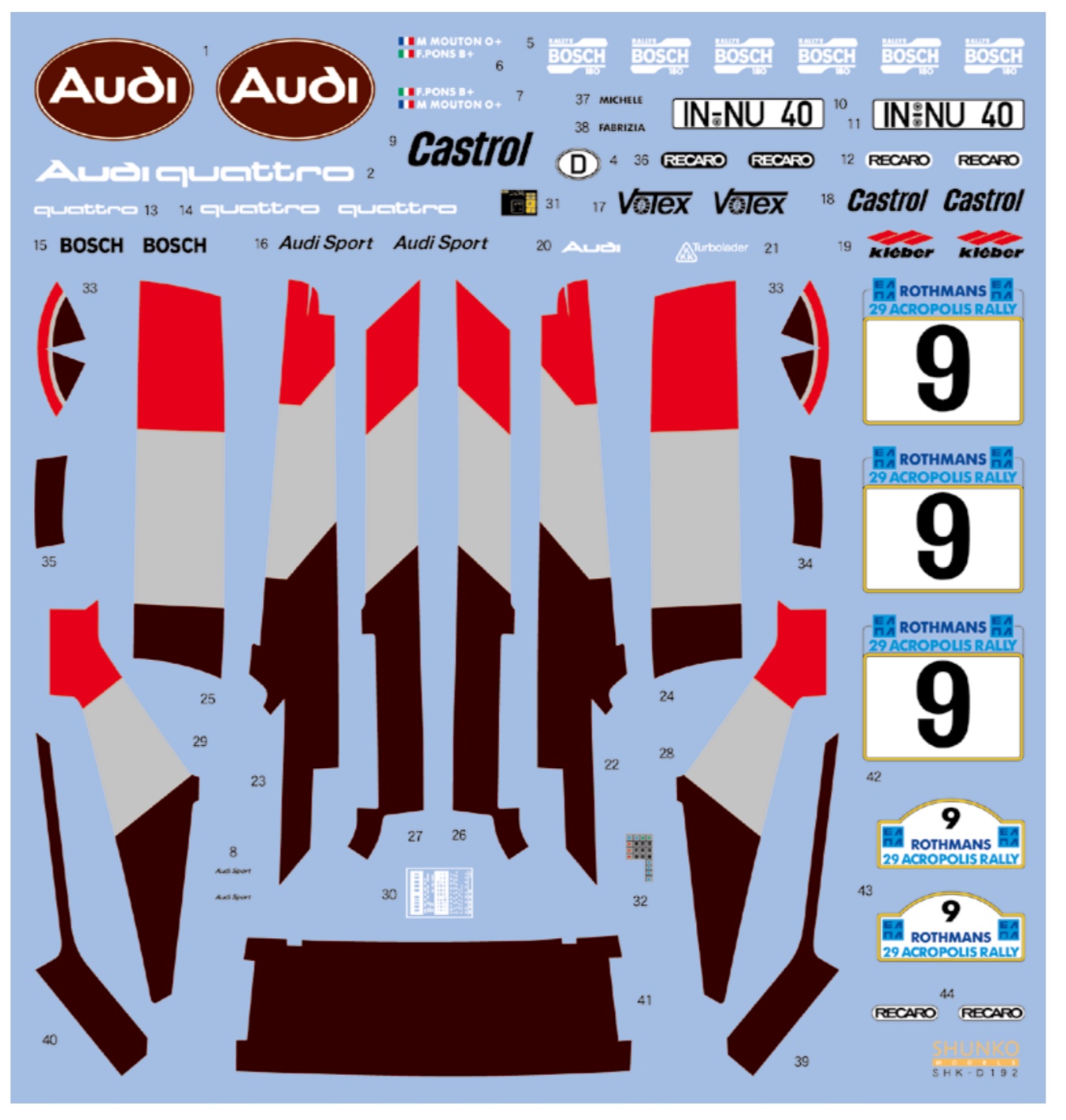 シュンコーモデル 1/24 アウディ クアトロ アクロポリス 1982 フルスポンサーデカール (タミヤ対応)　SHK-D192