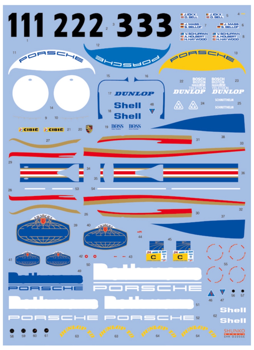 シュンコーモデル 1/24 ポルシェ 956 "Rothmans" 1983 フルデカール 特別版 (タミヤ対応)　SHK-D200SE