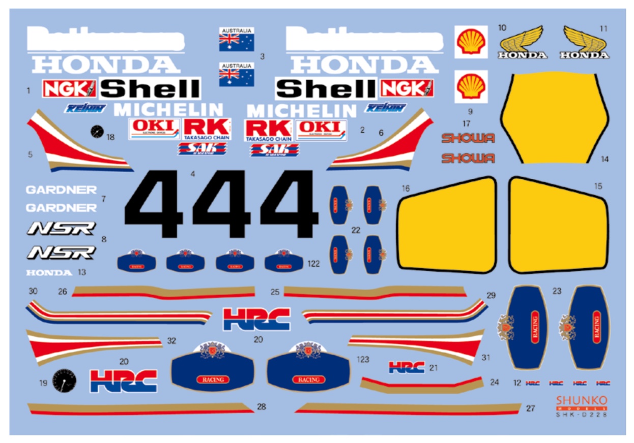 シュンコーモデル 1/12 ホンダ NSR500 1986 フルスポンサーデカール (タミヤ対応)　SHK-D228