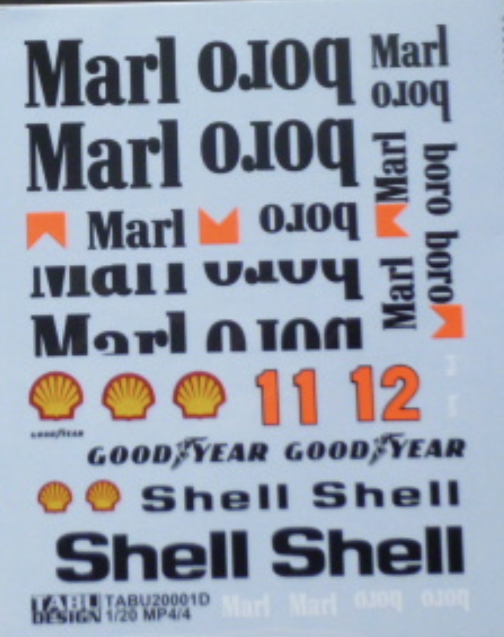 タブデザイン 1/20 1/20 マクラーレン MP4/4 マルボロ タバコデカール