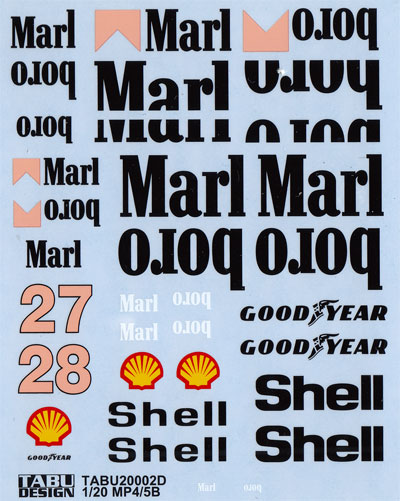 タブデザイン 1/20 マクラーレン MP4/5B マルボロ タバコデカール