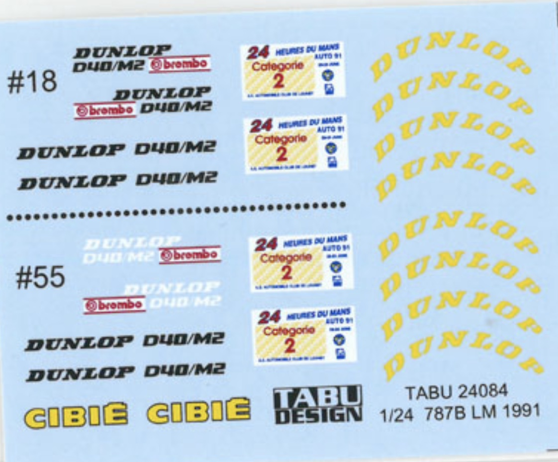 タブデザイン 1/24 マツダ 787B ルマン 1991 オプションデカール (タミヤ対応)　TABU-24084