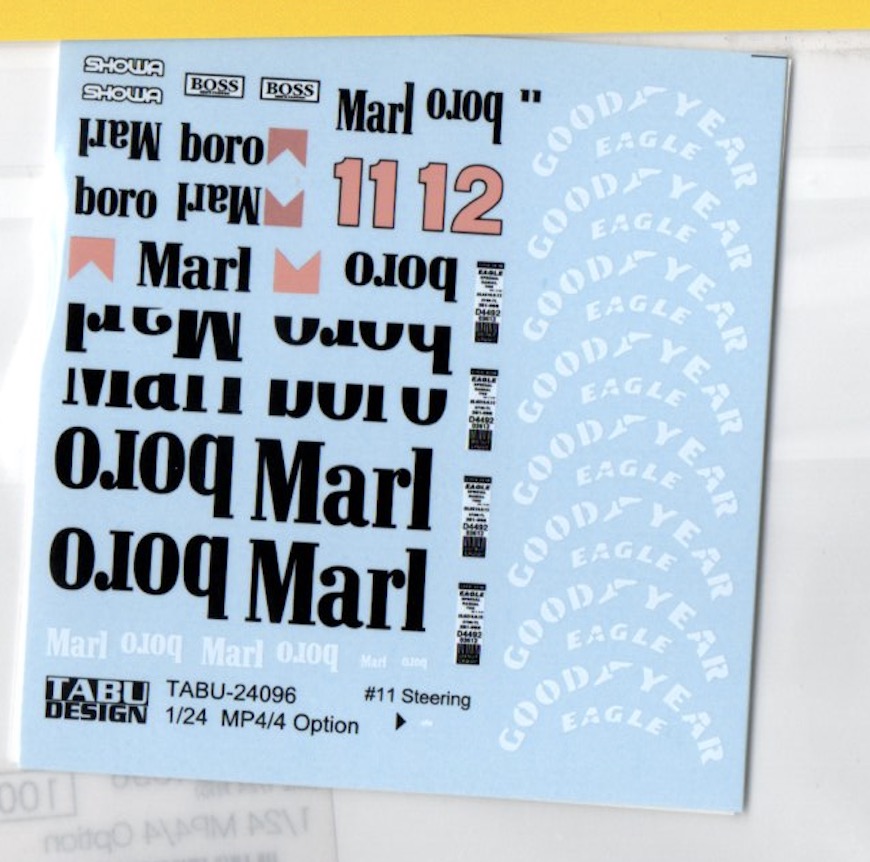 タブデザイン 1/24 マクラーレン MP4/4 1988 マルボロ タバコデカール