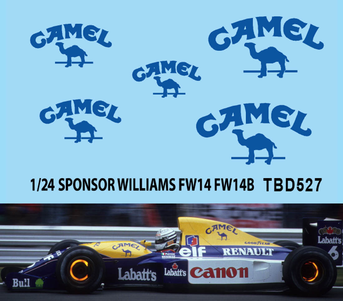 TBデカール 1/24 ウィリアムズ FW14B FW15 FW15C キャメルデカール TBD527
