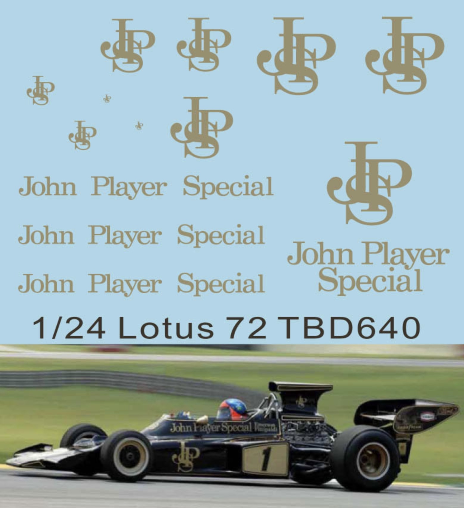 TBデカール 1/24 ロータス 72D 1972 JPSデカール ゴールド印刷