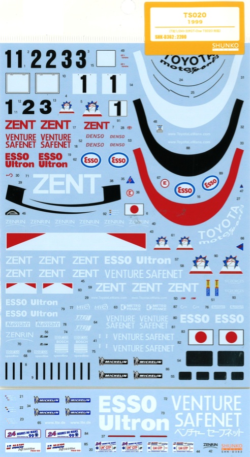 シュンコーモデル 1/24 トヨタ GT-One TS020 1999 デカール