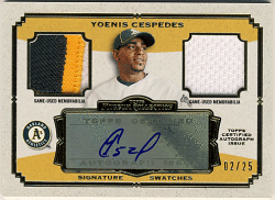 Yoenis Cespedes MLB 2013 Topps Museum Collection Signature Swatches Jersey Patch Auto 02/25