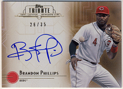 Brandon Phillips MLB 2014 Topps Tribute Sepia Refractor Signature Auto 26/35