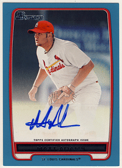 Matt Adams MLB 2012 Bowman Blue Signature Auto 266/500