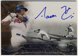 Aaron Hicks MLB 2014 Topps Tribute Traditions Sepia Refractor Signature Auto 10/35