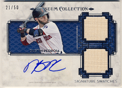 Dustin Pedroia 2014 Topps Museum Collection Signature Swatches Bat Auto 21/50