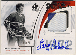 Larry Robinson NHL 09-10 UD SP Authentic Rookie Review Signature Patch Auto 15/25
