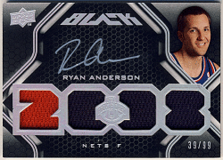 Ryan Anderson NBA 08-09 UD Black RC Signature Quad Jersey Auto 39/99