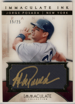 Jorge Posada 2014 Panini Immaculate Collection Ink Signature Auto 15/25