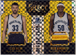 Marc Gasol / Zach Randolph NBA 14-15 Panini Select Double Team Gold Prizm Patch 07/10