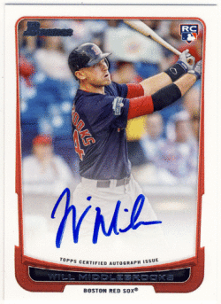 Will Middlebrooks MLB 2012 Bowman Lucky Redemption RC Signature Auto 024/100
